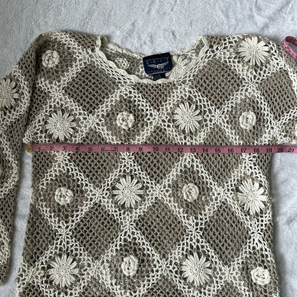 Vintage 90’s Granny Knit Crochet Breathable Resort Wear Boho Swimsuit Cover Up M - Picture 5 of 8